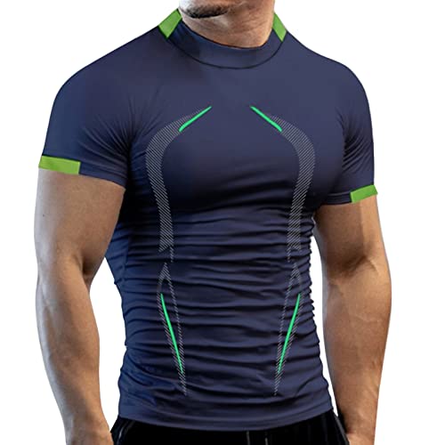 CHENGZI Kompressionsshirt Herren Kurzarm atmungsaktiv Design Compression Shirt Funktionsshirt Unterziehshirt Funktionsunterhemd für Fitness, Gym, Joggen von CHENGZI