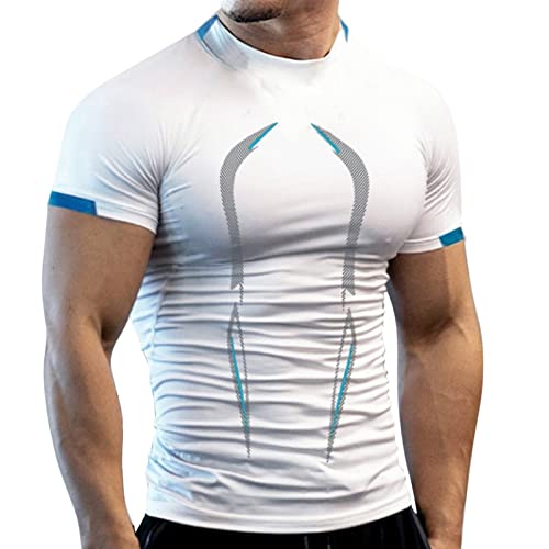 CHENGZI Kompressionsshirt Herren Kurzarm atmungsaktiv Design Compression Shirt Funktionsshirt Unterziehshirt Funktionsunterhemd für Fitness, Gym, Joggen von CHENGZI