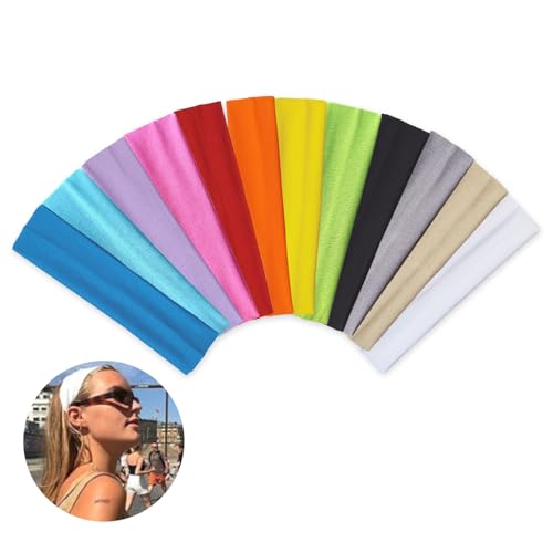 CHENGZI Solide Farbe hohe Stretch Sport Haar Bänder Yoga Haar Bänder breiten Rand Stirnbänder 12 Farben von CHENGZI