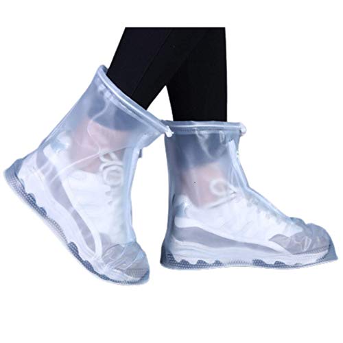 CHENGZI Wasserdichter Schuhüberzug Wasserdichter Regenschutz für Schuhe für Damen und Herren, Outdoor-Sport, Radfahren, Fahrradschuhe, Mountainbike-Überschuhe, weiß, Large von CHENGZI