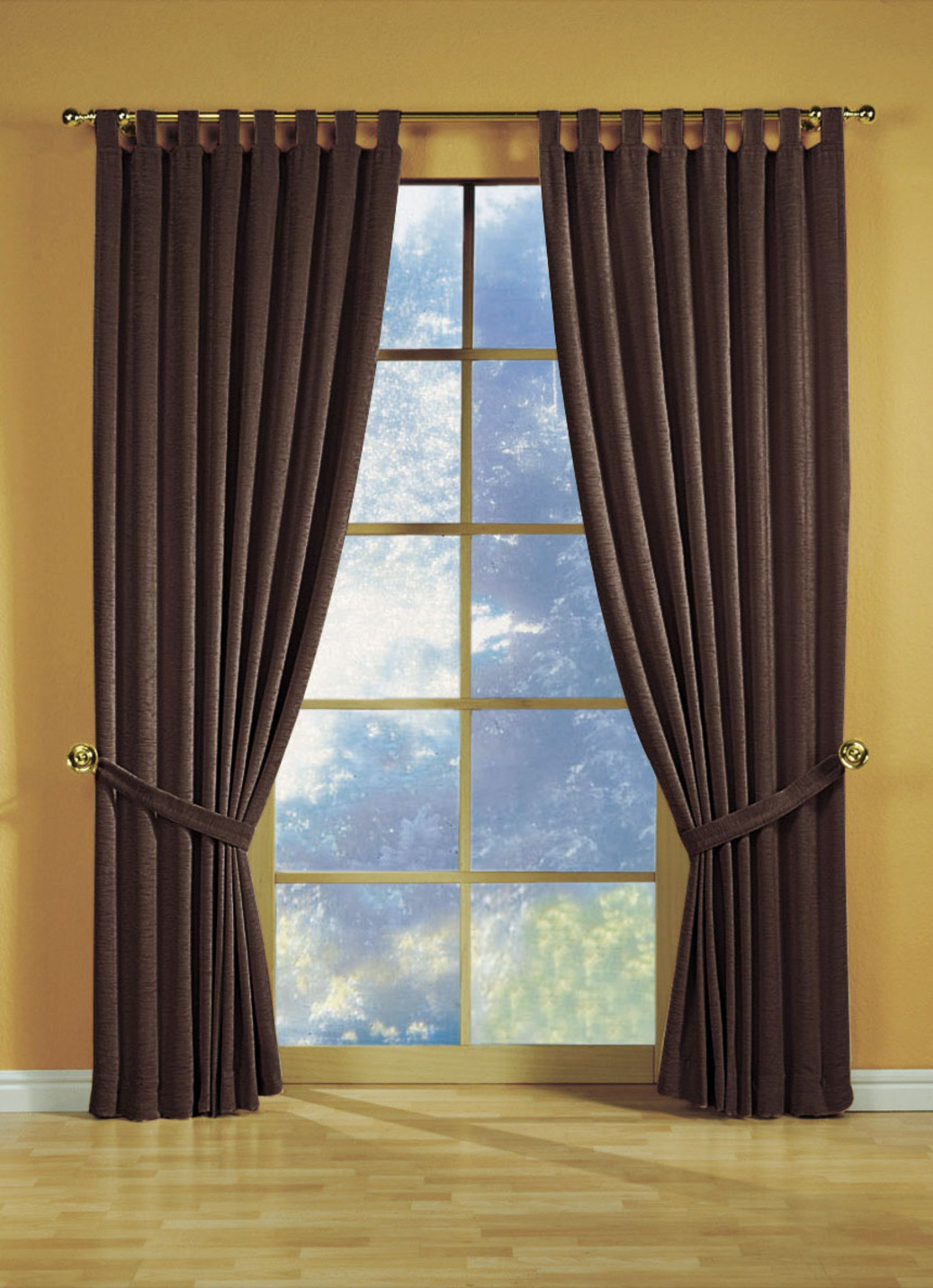 Fensterdekoration aus schwerer Thermo-Chenille-Qualität, mit Schlaufen, Größe 364 (H150xB135 cm), Braun von CHENILLE