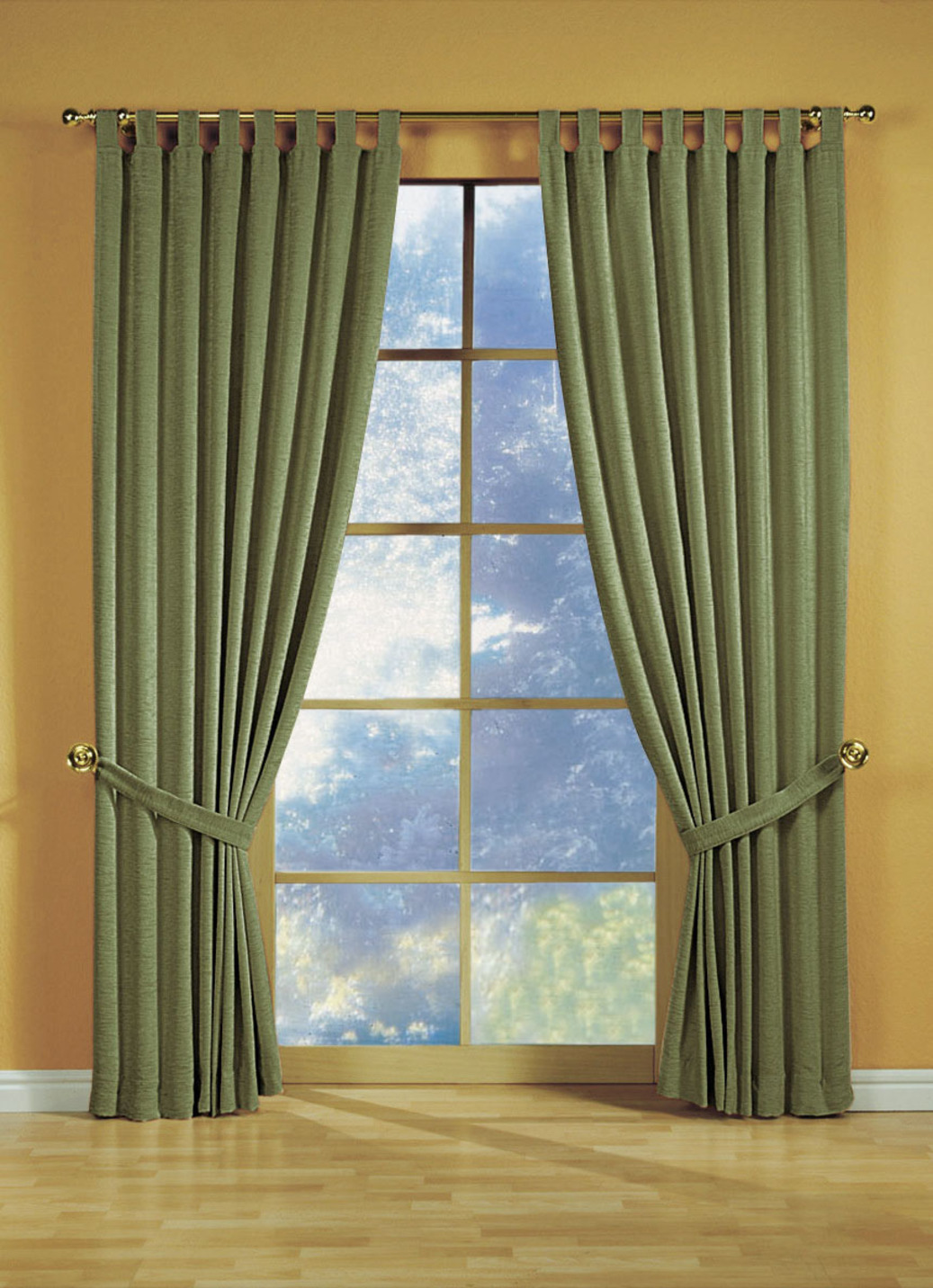 Fensterdekoration aus schwerer Thermo-Chenille-Qualität, mit Schlaufen, Größe 364 (H150xB135 cm), Grün von CHENILLE