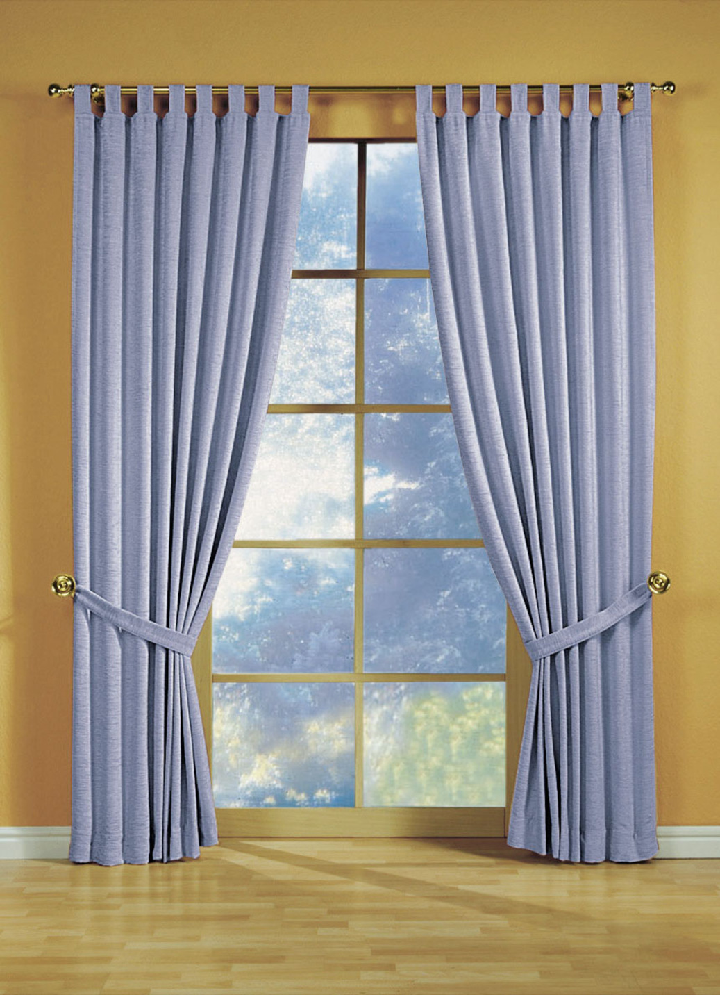 Fensterdekoration aus schwerer Thermo-Chenille-Qualität, mit Schlaufen, Größe 364 (H150xB135 cm), Hellblau von CHENILLE