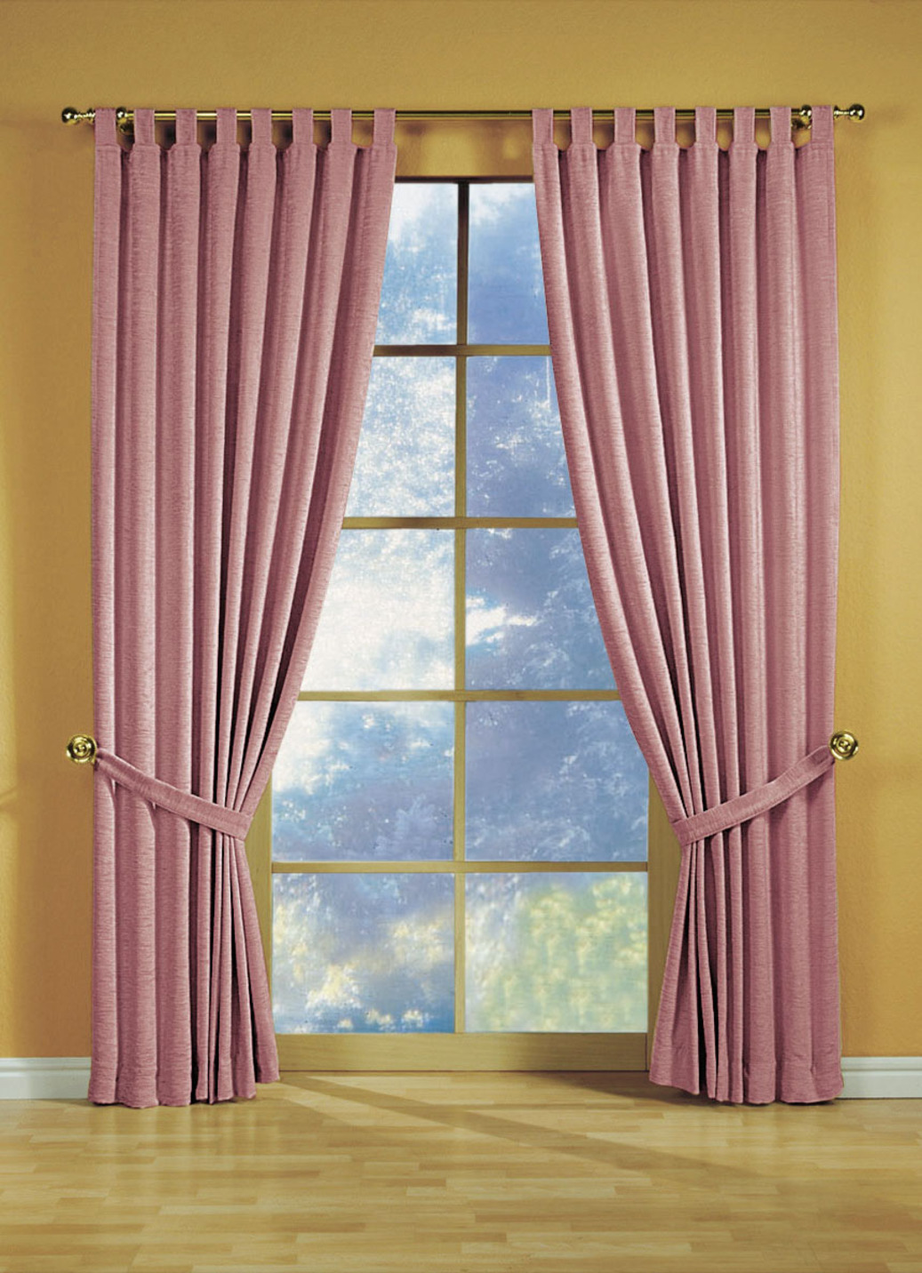 Fensterdekoration aus schwerer Thermo-Chenille-Qualität, mit Schlaufen, Größe 364 (H150xB135 cm), Rosé von CHENILLE