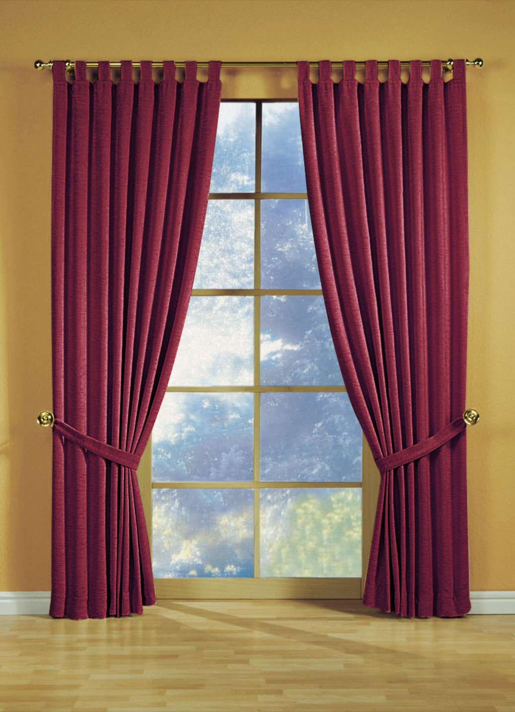 Fensterdekoration aus schwerer Thermo-Chenille-Qualität, mit Schlaufen, Größe 364 (H150xB135 cm), Rot von CHENILLE