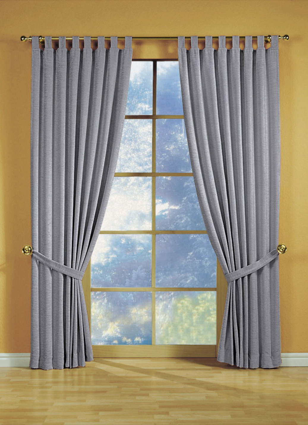 Fensterdekoration aus schwerer Thermo-Chenille-Qualität, mit Schlaufen, Größe 364 (H150xB135 cm), Silber von CHENILLE