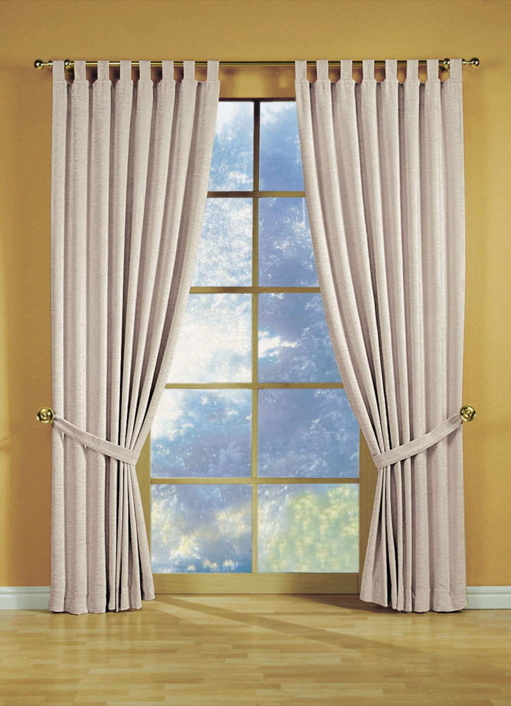 Fensterdekoration aus schwerer Thermo-Chenille-Qualität, mit Schlaufen, Größe 411 (H200xB135 cm), Creme von CHENILLE