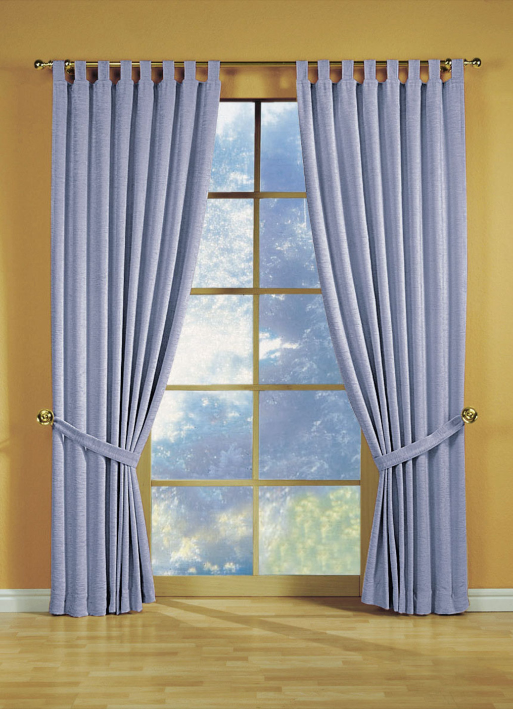 Fensterdekoration aus schwerer Thermo-Chenille-Qualität, mit Schlaufen, Größe 411 (H200xB135 cm), Hellblau von CHENILLE