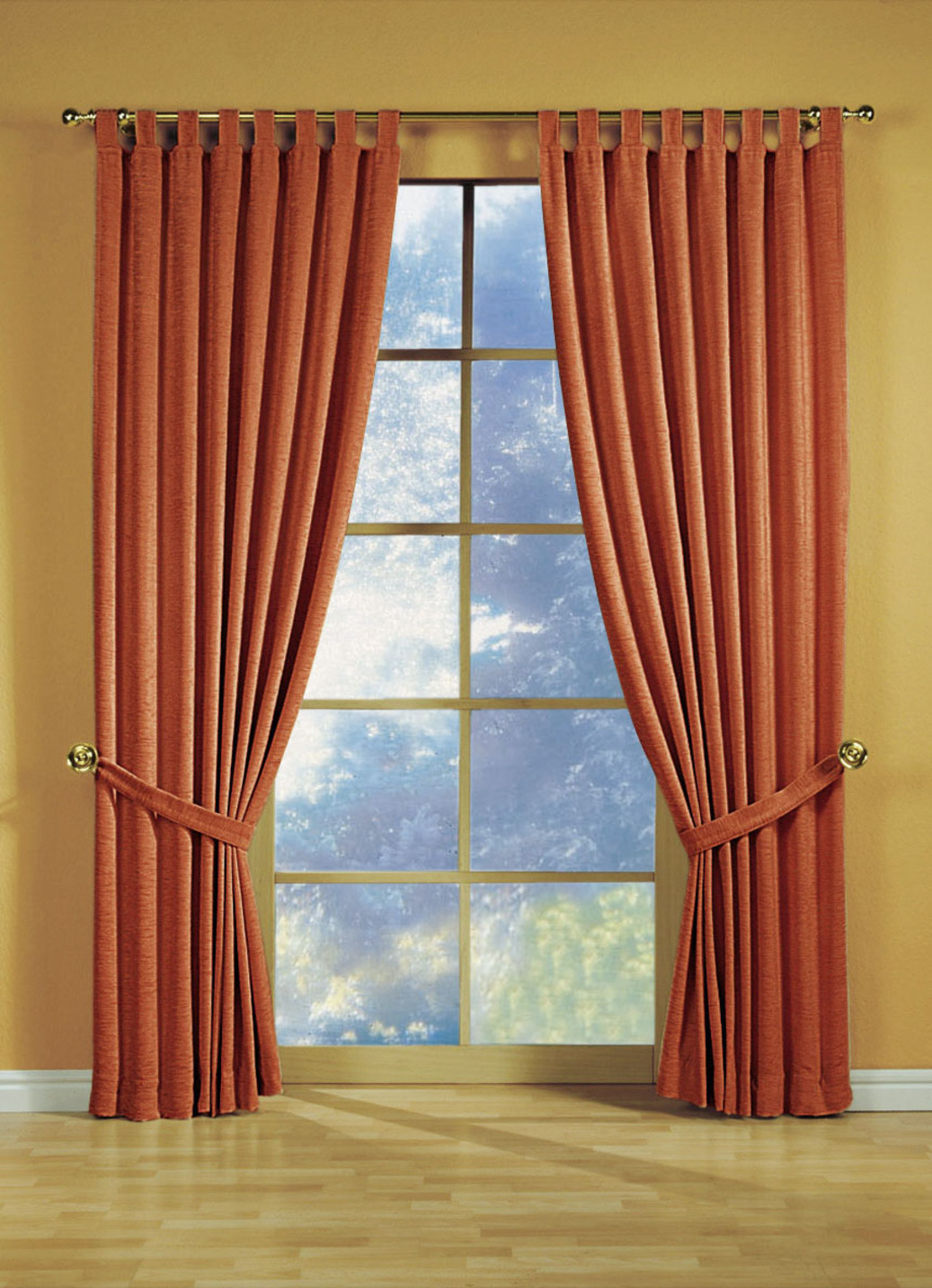 Fensterdekoration aus schwerer Thermo-Chenille-Qualität, mit Schlaufen, Größe 411 (H200xB135 cm), Terra von CHENILLE