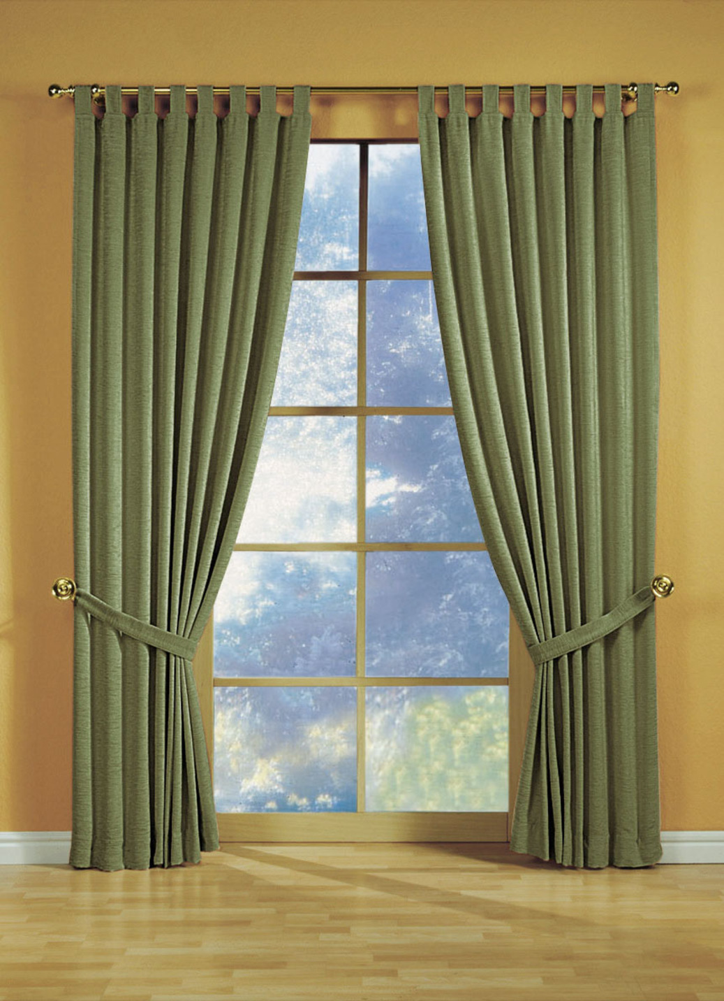 Fensterdekoration aus schwerer Thermo-Chenille-Qualität, Mit Schlaufen, Größe 456 (H245xB135 cm), Grün von CHENILLE