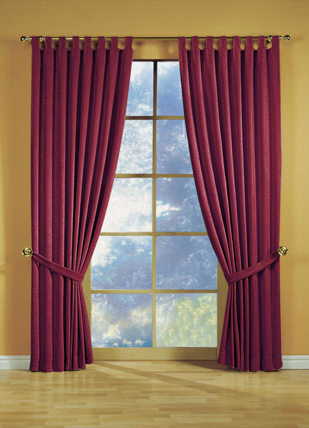 Fensterdekoration aus schwerer Thermo-Chenille-Qualität, mit Schlaufen, Größe 464 (H245xB270 cm), Rot von CHENILLE