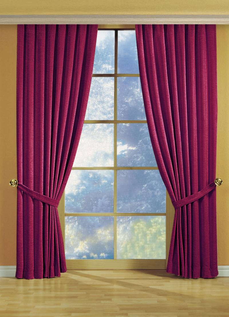 Fensterdekoration aus schwerer Thermo-Chenille-Qualität, mit Universalschienenband, Größe 364 (H150xB135 cm), Rot von CHENILLE