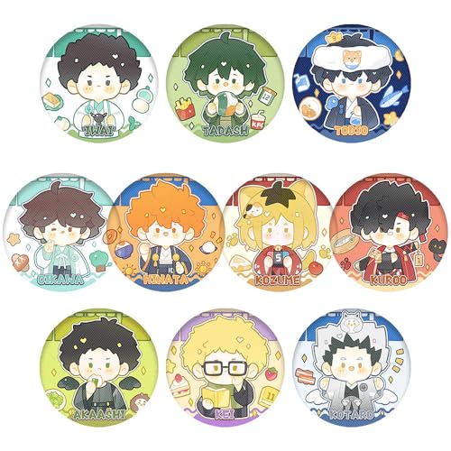 10 Stück Haikyus Chibi Figurens Abzeichen Anime Figuren Tinplate Badge Pins Dekorationen 58MM von CHENJIRA