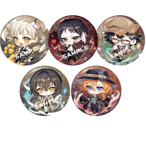 5 Stück Bungo Strays Dogs Chibi Figurens Abzeichen Anime Figure Tinplate Badge Pins Dekorationen 58MM von CHENJIRA