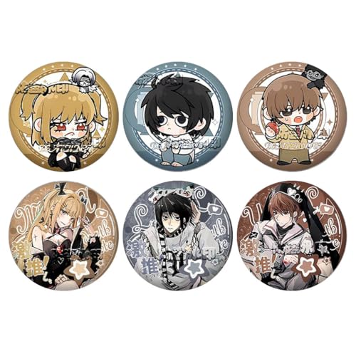 6 Dead Notes Abzeichen Anime Figuren Tinplate Badge Pins Dekorationen - Mehrfarbig 58MM von CHENJIRA
