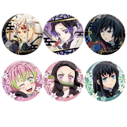 6 Stück Ghost Slayers Abzeichen Anime Figuren Tinplate Badge Pins Dekorationen 58MM von CHENJIRA
