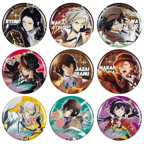 9 Stück Bungo Strays Dogs Abzeichen Anime Figuren Tinplate Badge Pins Dekorationen 75MM von CHENJIRA