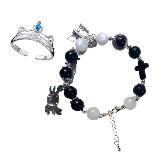 Bungo Strays Dogs Ringe Armbänder 2 Stück, Glas Perlen Armband Accessoires, Öffnung Verstellbarer Ring, Anime Figuren Cosplay Zubehör (C) von CHENJIRA