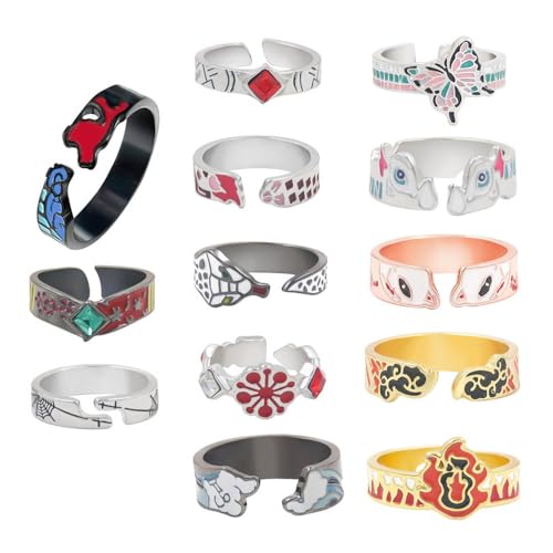 CHENJIRA 13 Ghost Slayers Ringe Anime Figuren Cosplay Ring Ghost Killing Einstellbare Öffnung Schmuck CHENJIRA 13 Ghost Slayers Ringe Anime Figuren Cosplay Ring Ghost Killing Einstellbare Öffnung Schmuck von CHENJIRA