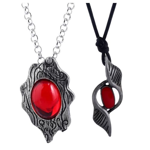 CHENJIRA 2 Ghost Cry Rubin Halskette Spiel Figuren Cosplay Schmuck Ghost Cry Logo Metall Kette Anhänger von CHENJIRA