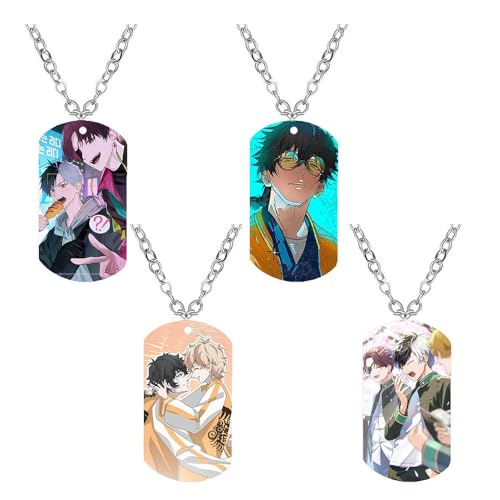 CHENJIRA 4 Wind Breakers Figure Halskette Anime Figuren Cosplay Schmuck Metall Kette Edelstahl Farbdruck Anhänger von CHENJIRA