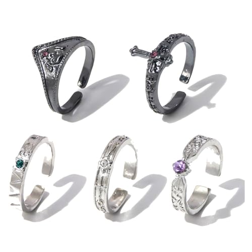 CHENJIRA 5 HunterxHunter Ringe Anime Figuren Cosplay Ring HunterxHunter Einstellbare Öffnung Schmuck von CHENJIRA