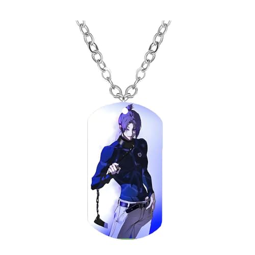 CHENJIRA Bleu Locks Figure Halskette Anime Figuren Cosplay Schmuck Metall Kette Bleu Locks Edelstahl Farbdruck Anhänger (B) von CHENJIRA