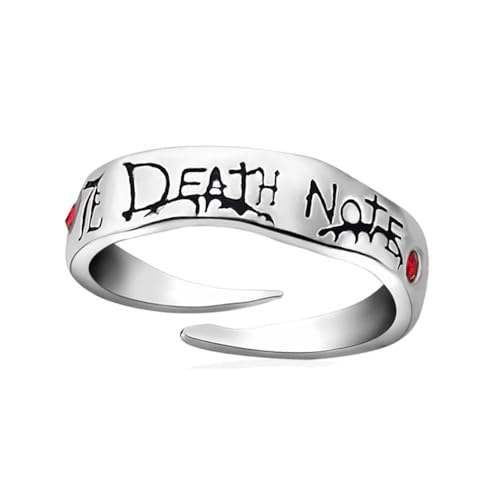 CHENJIRA Dead Notes Ringe Anime Figuren Cosplay Ring Dead Notes Einstellbare Öffnung Schmuck - Metall, Silber CHENJIRA Dead Notes Ringe Anime Figuren Cosplay Ring Dead Notes Einstellbare Öffnung Schmuck - Metall, Silber von CHENJIRA