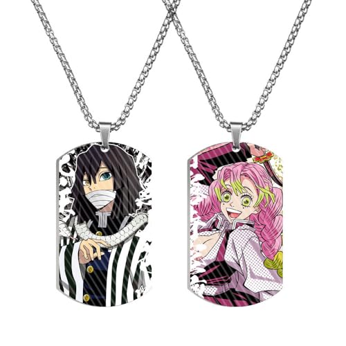 CHENJIRA Demon Killing Mitsuri Obanai Halskette Anime Figuren Cosplay Schmuck Kette - Metall, 2 Set von CHENJIRA