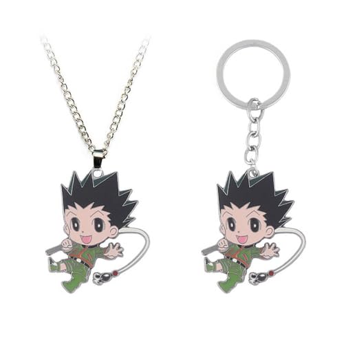 CHENJIRA HunterxHunter Halskette Schlüsselanhänger 2 Set Figuren GonFreecss KilluaZoldyck Cosplay Kette Schmuck Metall Anhänger (D) von CHENJIRA