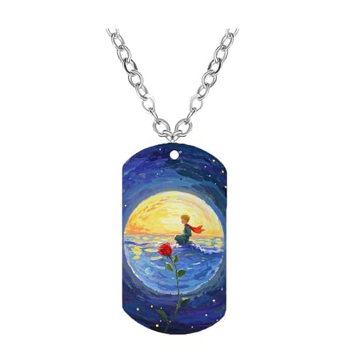 CHENJIRA PetitPrinces Figure Halskette Anime Figuren Cosplay Schmuck Metall Kette Prince＆Rose Edelstahl Farbdruck Anhänger (A) von CHENJIRA