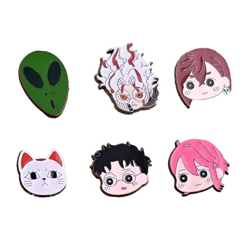 Dandadans Abzeichen Anime Figuren Cosplay Accessories Badge Pins Dekorationen - Mehrfarbig Metall 6 Stück von CHENJIRA