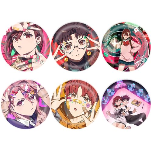 Dandadans Abzeichen Anime Figuren Tinplate Badge Pins Dekorationen - Mehrfarbig 58mm 6 Set von CHENJIRA