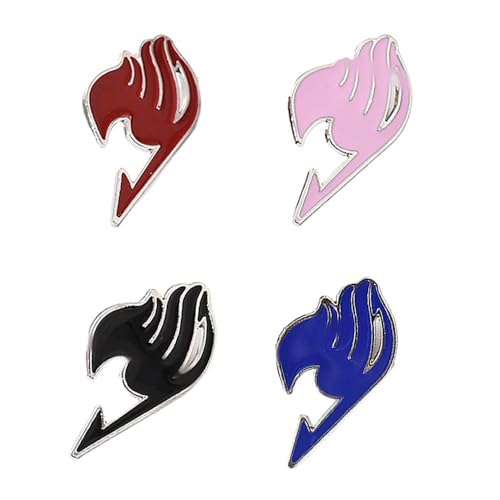 FairysTail Abzeichen Anime Figuren Cosplay Accessories Badge Pins Dekorationen - Mehrfarbig Metall 4 Stück von CHENJIRA