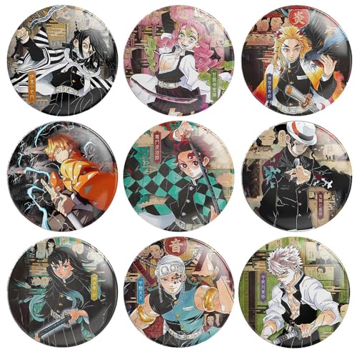 Ghost Slayers Abzeichen Anime Figuren Tinplate Badge Pins Dekorationen - Mehrfarbig 58mm 9 Set von CHENJIRA