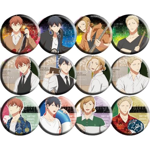 Given-Anime Abzeichen Anime Figuren Tinplate Badge Pins Dekorationen - Mehrfarbig 58mm 12 Set von CHENJIRA