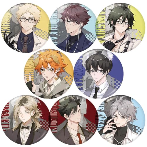 Haikyus Abzeichen Anime Figuren Tinplate Badge Pins Dekorationen - Mehrfarbig 58mm 8 Stück von CHENJIRA