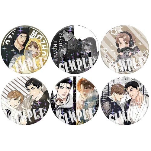 JinxManga Abzeichen Anime Figuren Tinplate Badge Pins Dekorationen - Mehrfarbig 58mm 6 Stück von CHENJIRA