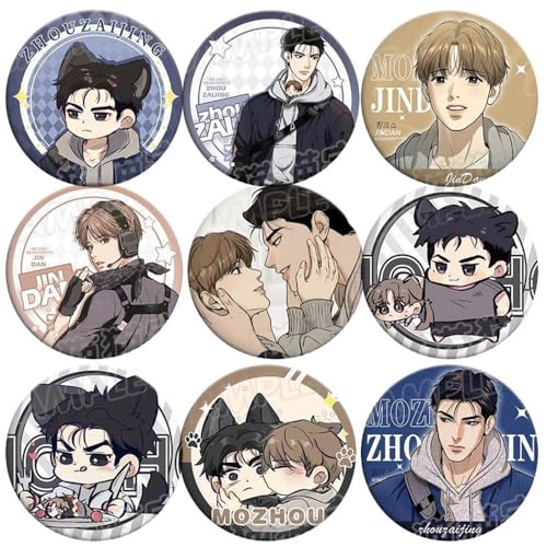 JinxManga Abzeichen Anime Figuren Tinplate Badge Pins Dekorationen - Mehrfarbig 58mm 9 Stück von CHENJIRA