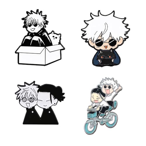 JujutsKaisens Gojo＆Geto Abzeichen Anime Figuren Cosplay Accessories Badge Pins Dekorationen - Mehrfarbig, Metall, 4 Stück von CHENJIRA