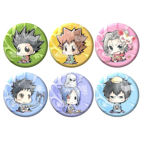 Katekyo Reborns Chibi Figure Abzeichen Anime Figuren Tinplate Badge Pins Dekorationen - Mehrfarbig 58MM 6 Stück von CHENJIRA