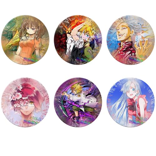 Seven Dead Sins Abzeichen Anime Figuren Tinplate Badge Pins Dekorationen - Mehrfarbig 58mm 6 Set von CHENJIRA