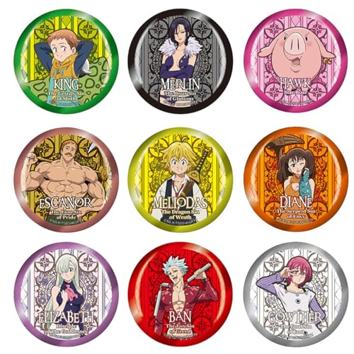 Seven Dead Sins Abzeichen Anime Figuren Tinplate Badge Pins Dekorationen - Mehrfarbig 58mm 9 Set von CHENJIRA