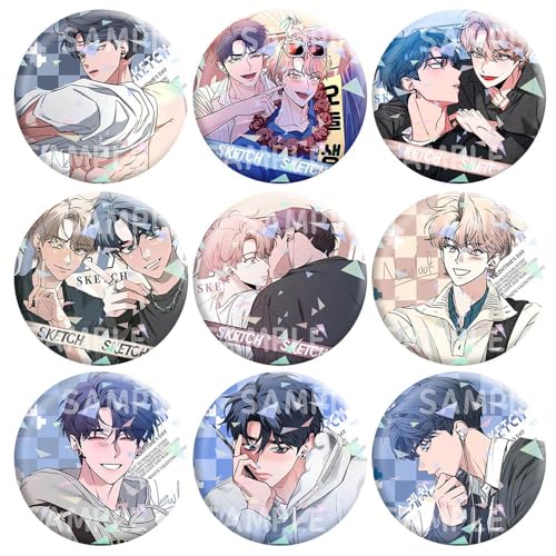 Sketchs Abzeichen Anime Figuren Tinplate Badge Pins Dekorationen - Mehrfarbig 58mm 9 Stück von CHENJIRA