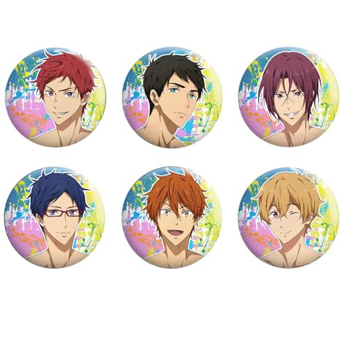 Swim Club Abzeichen Anime Figuren Tinplate Badge Pins Dekorationen - Mehrfarbig 58mm 6 Set von CHENJIRA