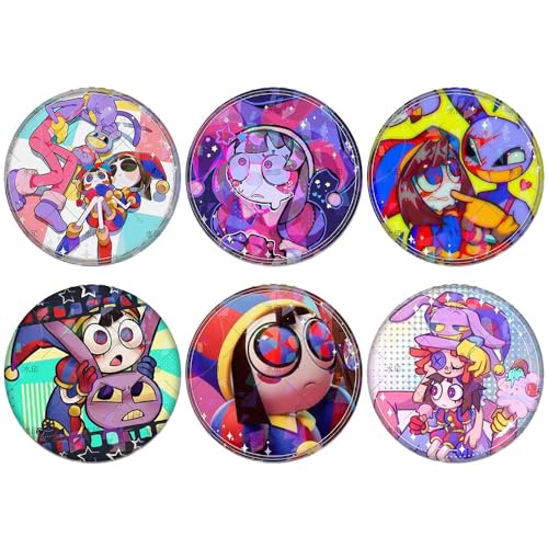 The Amazing Circus Abzeichen Cartoon Figuren Tinplate Badge Pins Dekorationen - Mehrfarbig 58mm 6 Set von CHENJIRA