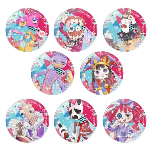 The Amazing Circus Abzeichen Cartoon Figuren Tinplate Badge Pins Dekorationen - Mehrfarbig 58mm 8 Set von CHENJIRA