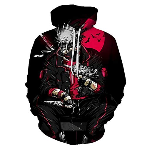 Bulex Herren Japanischer Anime 3D-Druck Cool Cosplay Pullover Kapuzen-Sweatshirt mit Kängurutasche von CHENMA