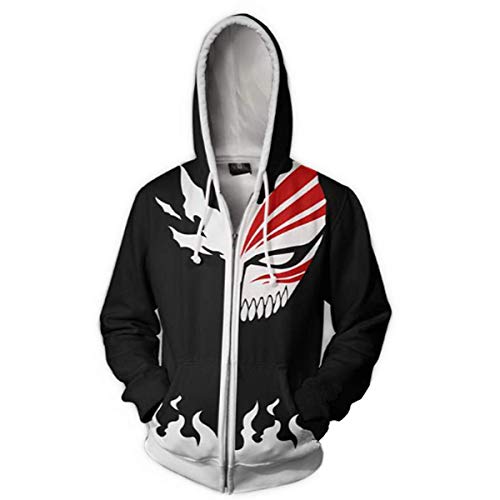 CHENMA Bleach 3D-Druck Herren Cosplay Jacke Langarm Gehender Reißverschluss Bomberjacke mit Kapuze Varsity Jacket CHENMA Bleach 3D-Druck Herren Cosplay Jacke Langarm Gehender Reißverschluss Bomberjacke mit Kapuze Varsity Jacket von CHENMA