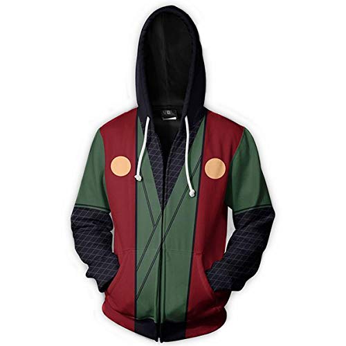 CHENMA Herren Anime Kakashi Itachi Akatsuki Langarm Bomberjacke mit durchgehendem Reißverschluss mit Kapuze jacke von CHENMA